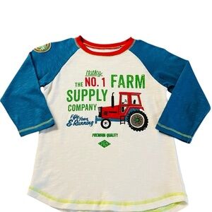 HATLEY Boys Tractor Farm Supply Print Raglan Shirt size 6